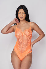 Load image into Gallery viewer, Neon Orange See Through Me Bodysuit
