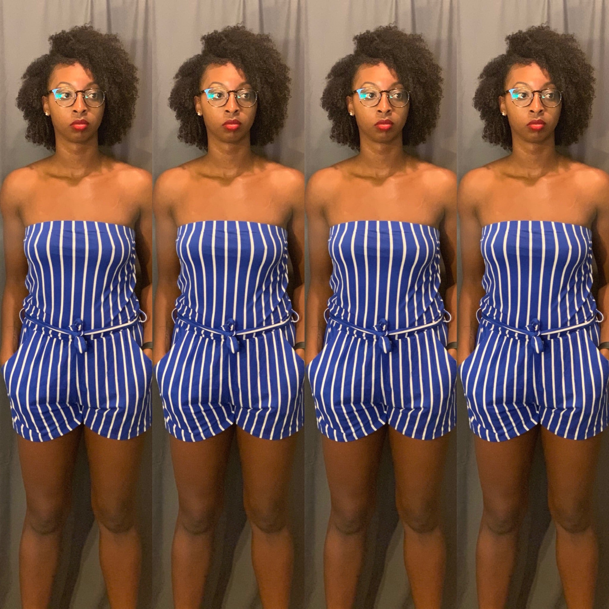 Royal Blue Stripped Romper